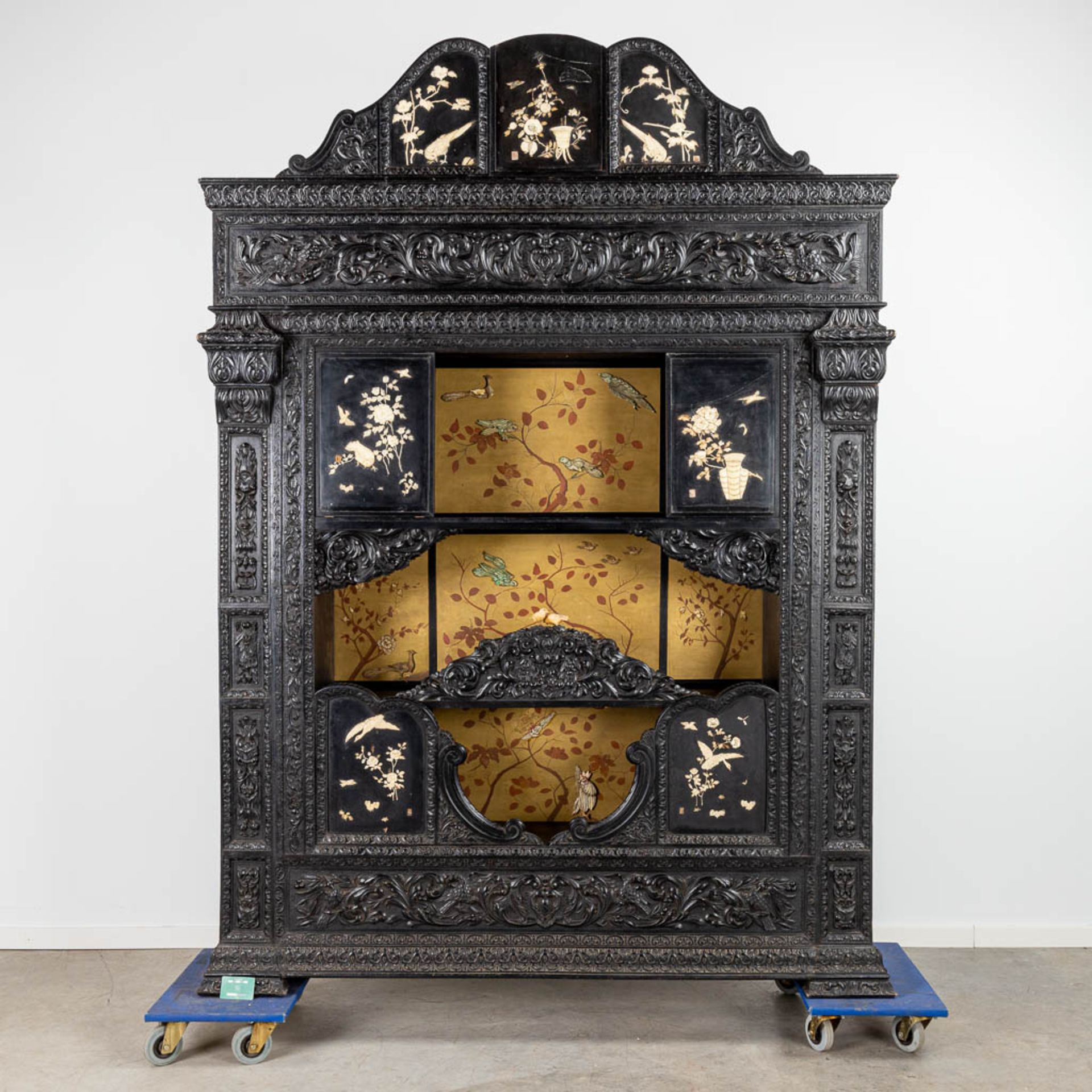 A large Chinese cabinet finished with bone and mother of pearl. (H:245cm) - Image 7 of 15