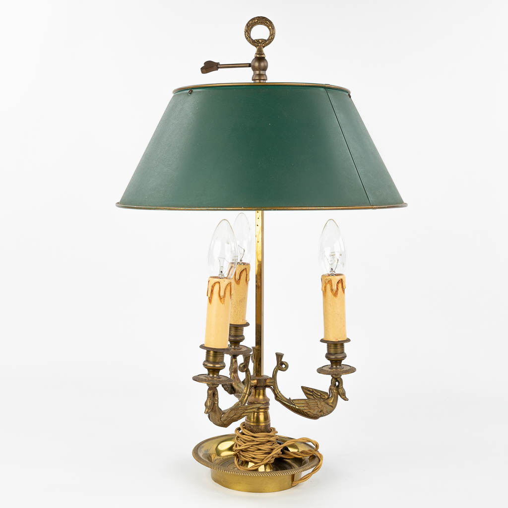 A table lamp made of bronze and decorated with swans in Empire style. (H:56cm) - Image 10 of 11