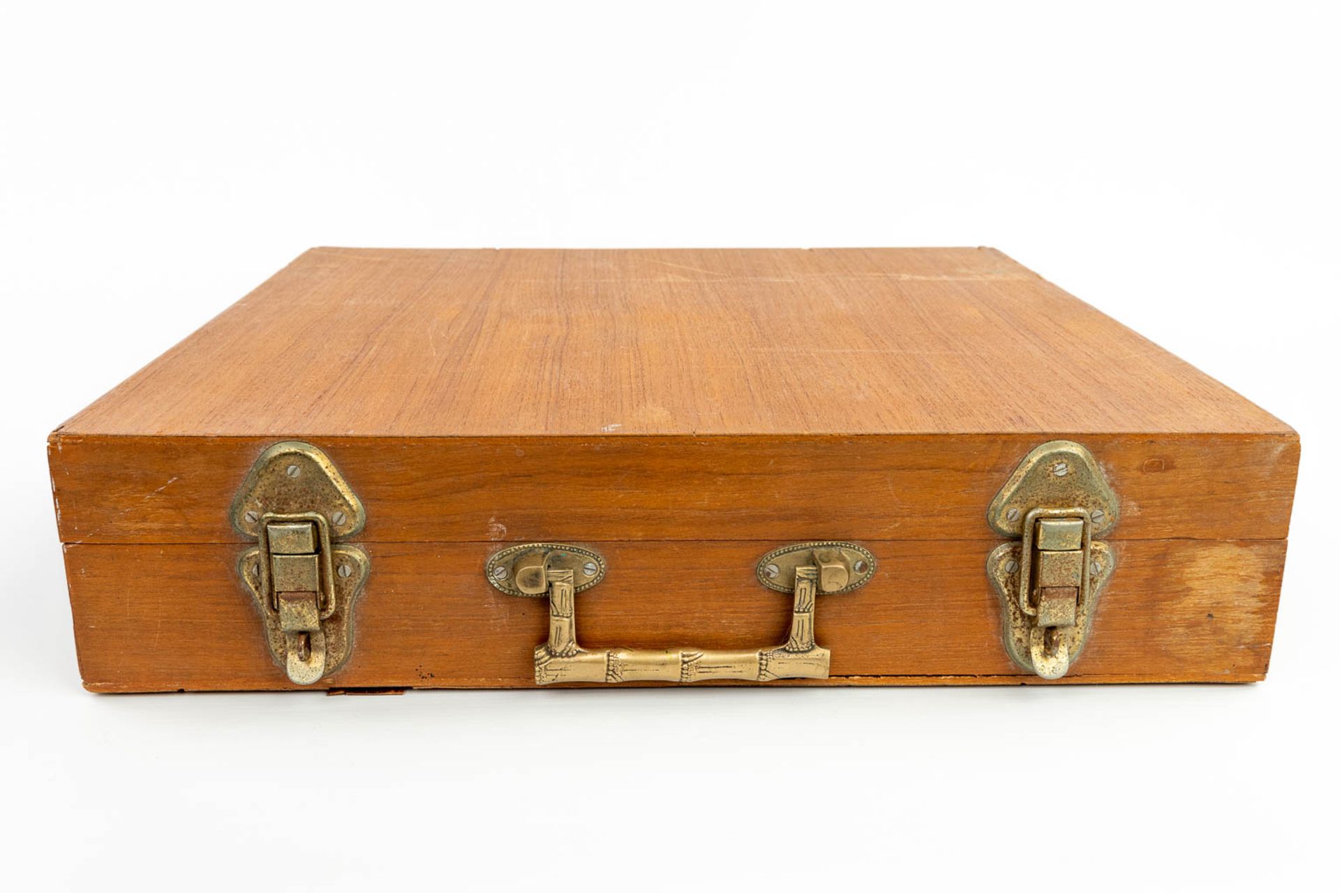 A cutlery case with gold-plated cutlery in a wood box. (H:10cm) - Image 6 of 12