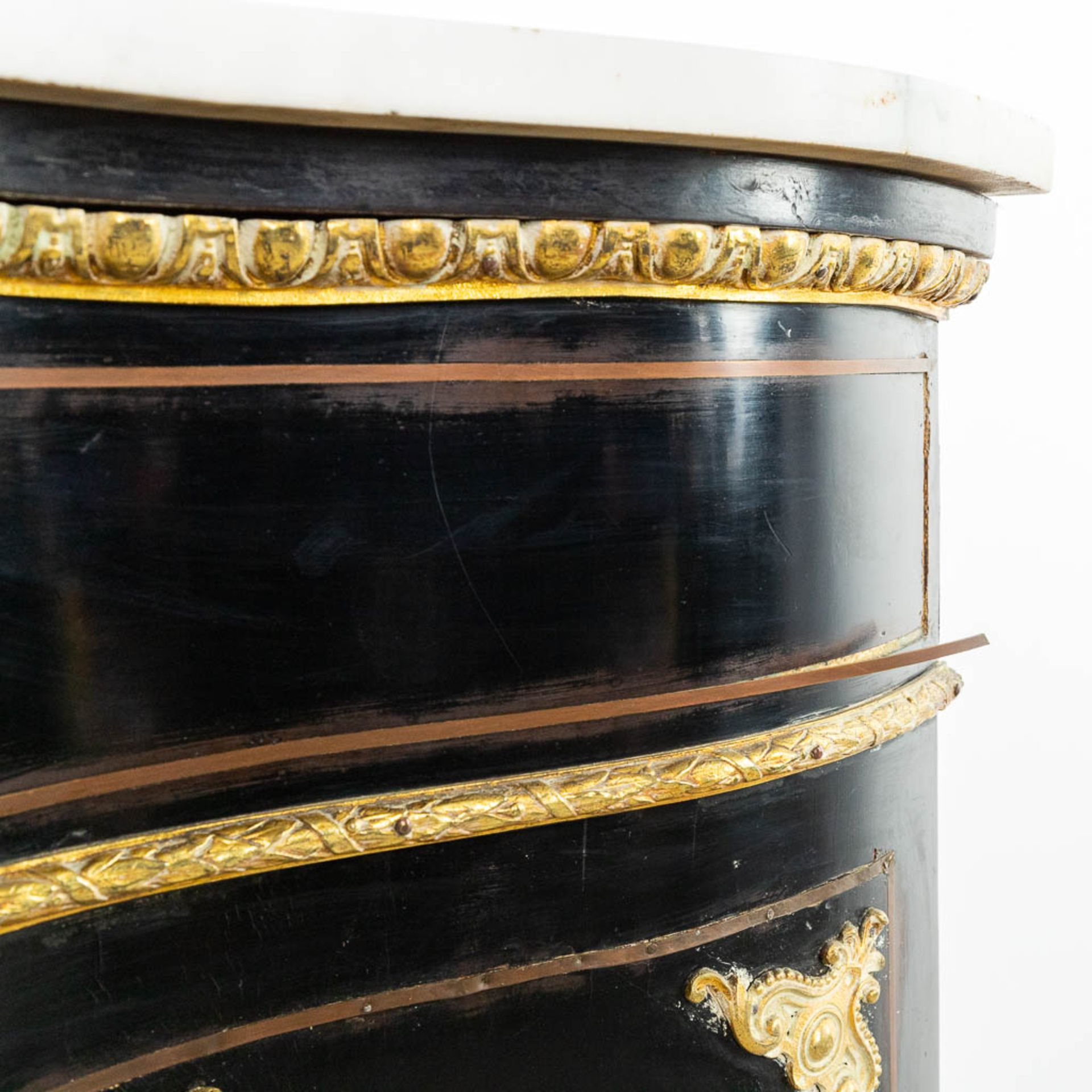 A cabinet with marble top made in Napoleon 3 style, mounted with bronze and finished with boulle tor - Image 4 of 18