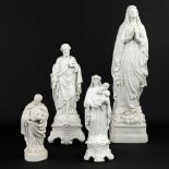 A collection of 4 biscuit porcelain statues of holy figurines. (H:52,5cm)