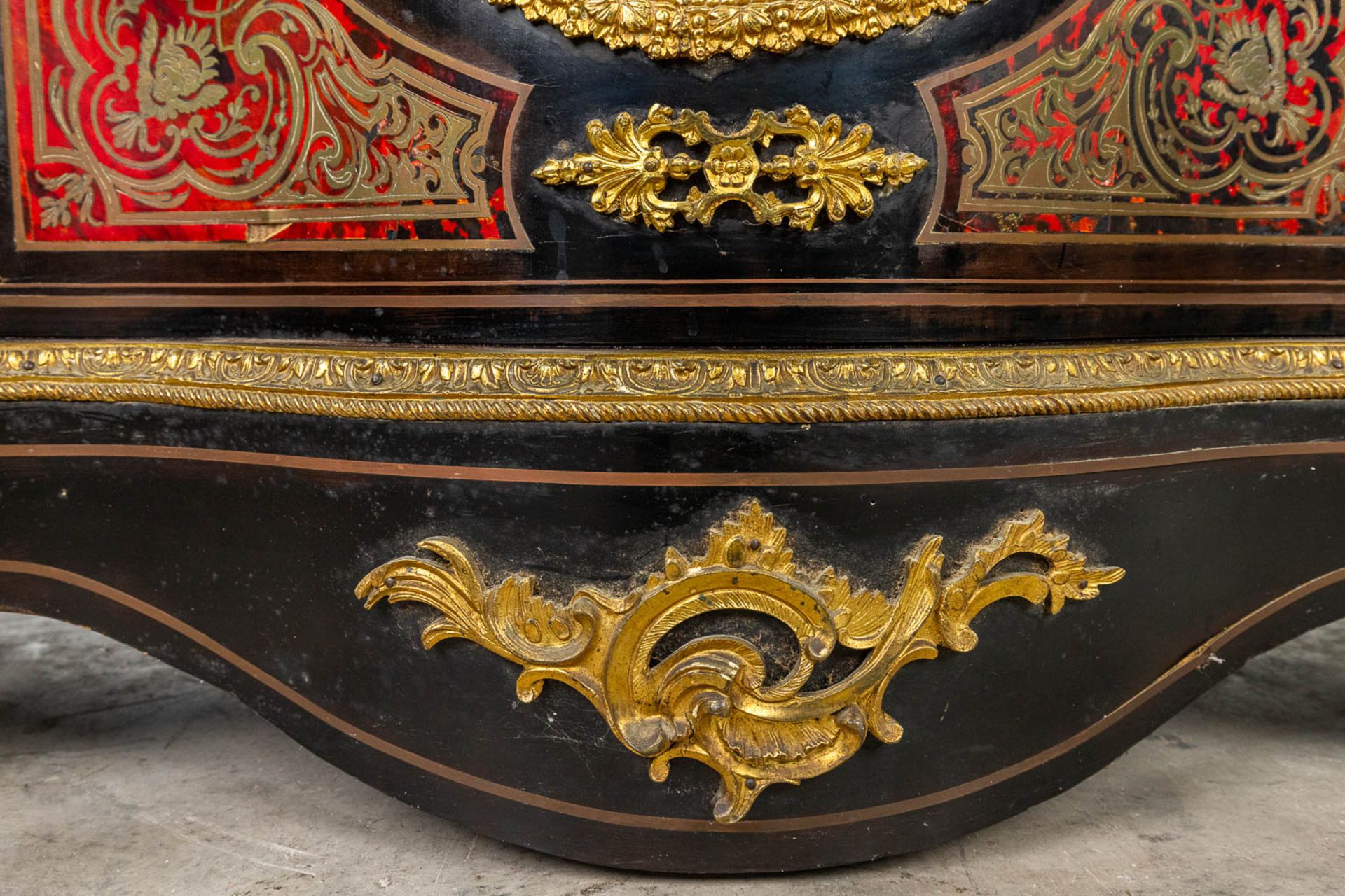 A cabinet with marble top made in Napoleon 3 style, mounted with bronze and finished with boulle tor - Image 17 of 18