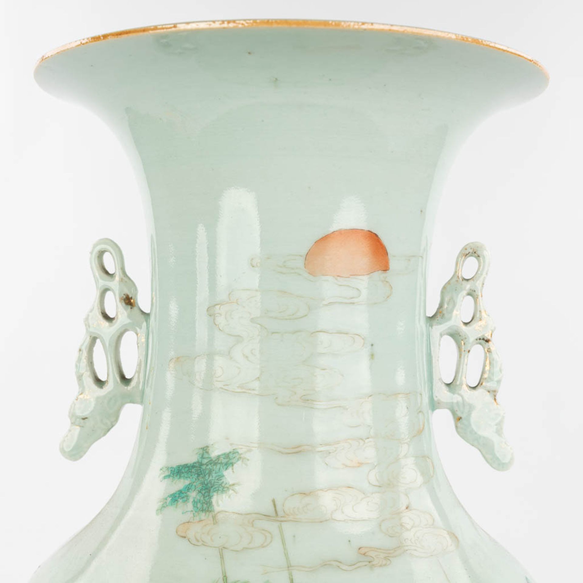 A Chinese vase made of porcelain and decorated with ladies. (H:57,5cm) - Image 6 of 13