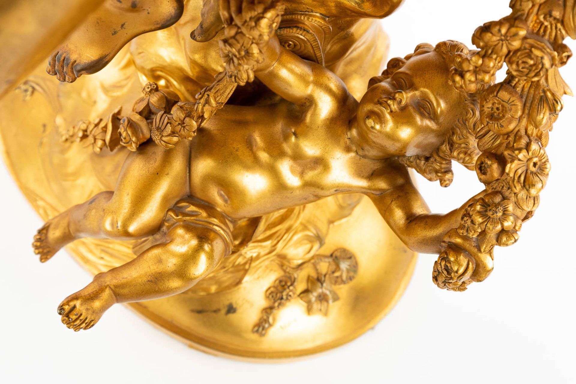 Mathurin MOREAU (1822-1912)(attr.) 'Zephyros and Flora', an exceptional neoclassical gilt bronze sta - Image 9 of 12