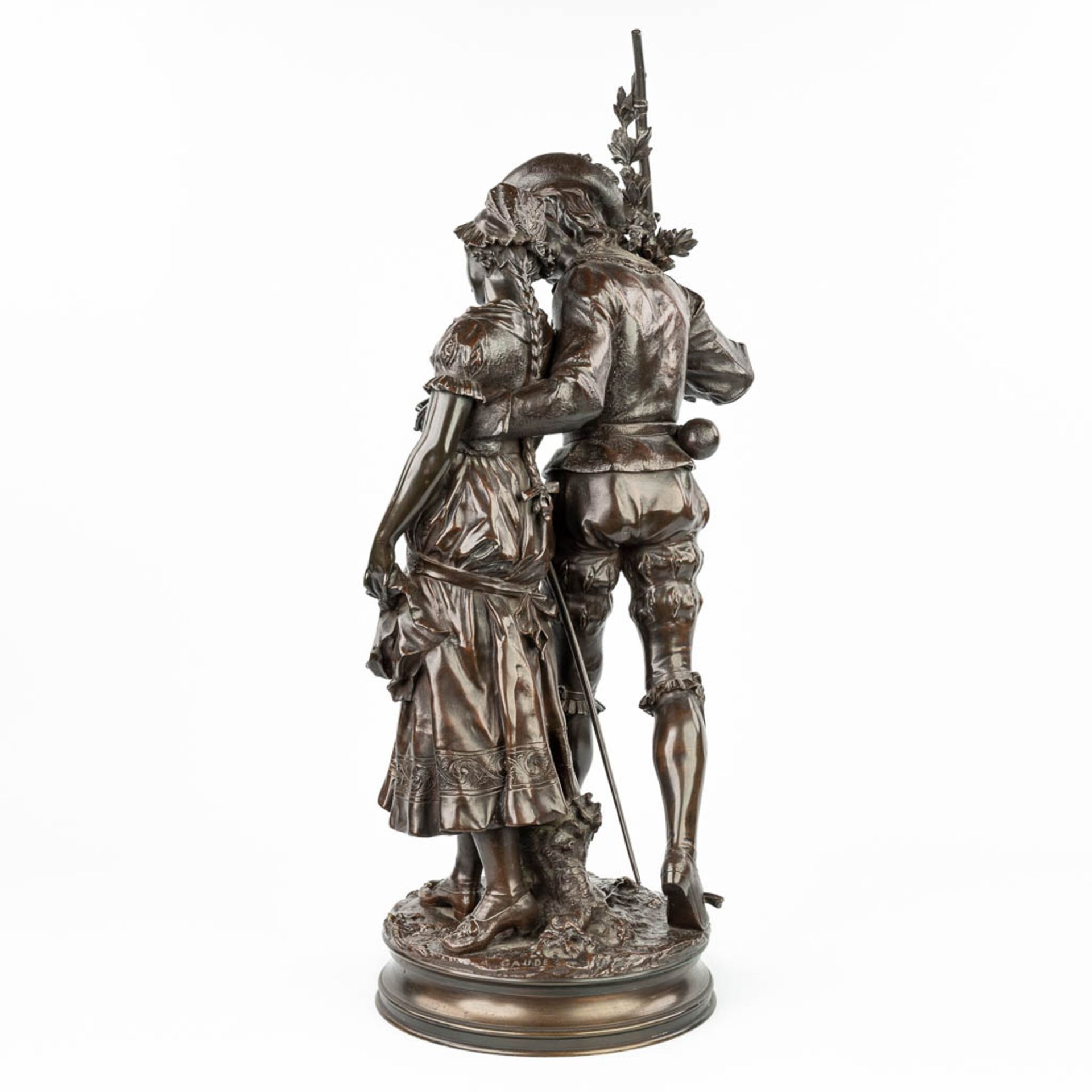 Adrien Etienne GAUDEZ (1845-1902) 'Retour de Chasse' a bronze statue on a revolving base. (H:72cm) - Image 12 of 15