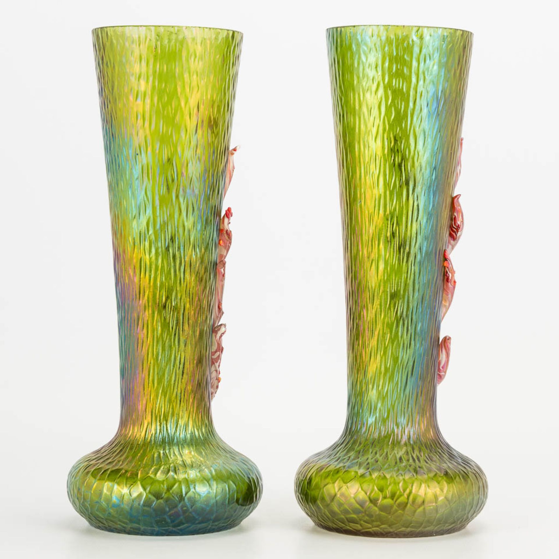Pallme Kšnig a pair of p‰te de verre vases in art nouveau style. (H:27cm) - Image 2 of 17