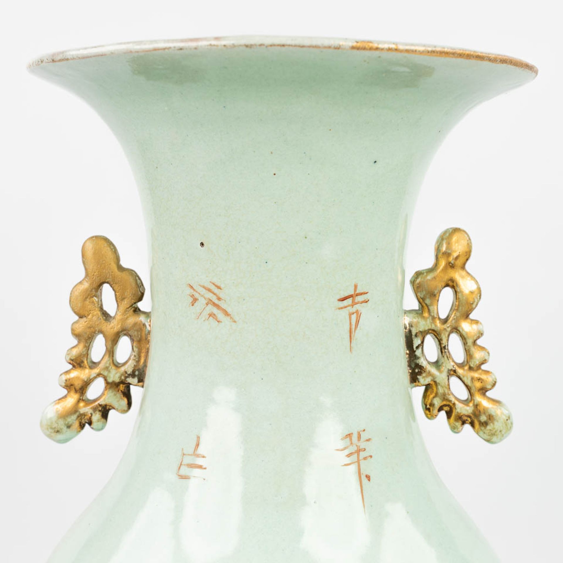 A Chinese vase made of porcelain and decorated with birds. (H:57cm) - Image 10 of 16
