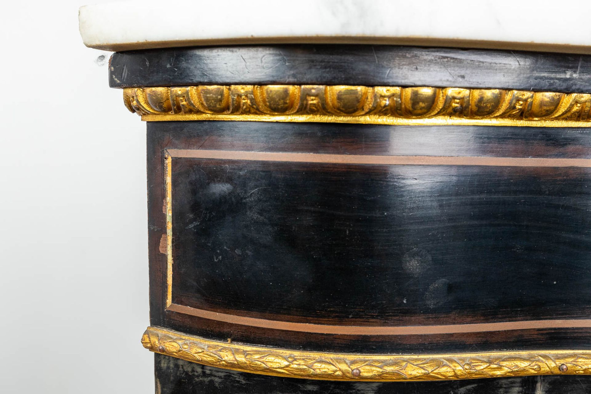 A cabinet with marble top made in Napoleon 3 style, mounted with bronze and finished with boulle tor - Image 9 of 18