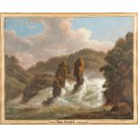 Henri VAN ASSCHE (1774-1841) 'The Waterfall' a painting, oil on paper. (26 x 20 cm)