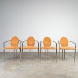 A set of 4 chairs made by Belgo-Chrom of metal and suede leather. (H:81cm)