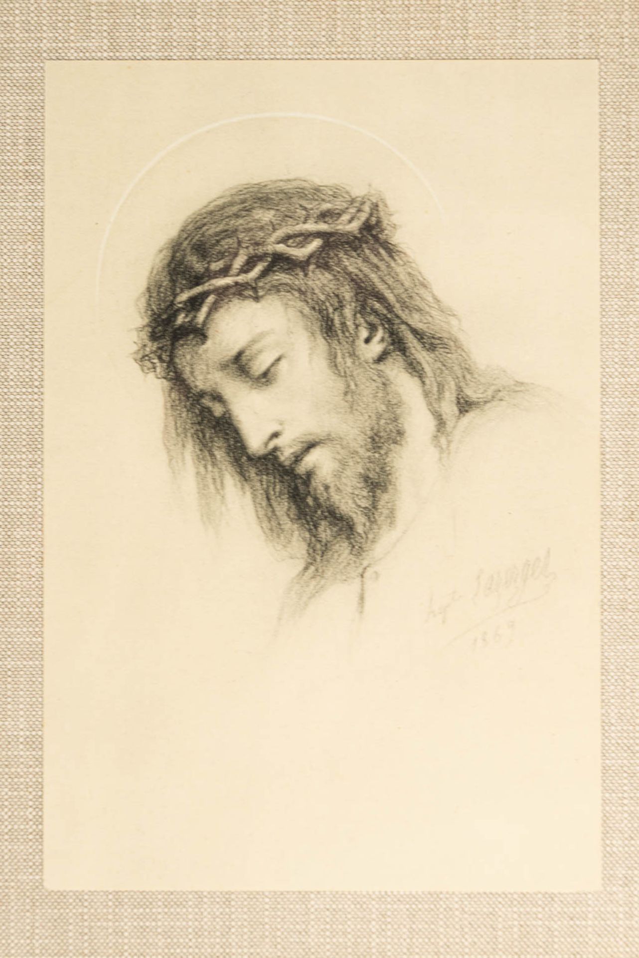 Hippolyte LAZERGES (1817-1887) a 14 piece station of the cross, 'The Face of Christ, 1869'. (H:21cm) - Image 4 of 20