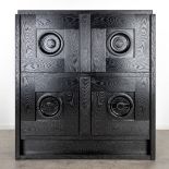 A mid-century 4 door cabinet, probably made by Decoene. (H:135cm)