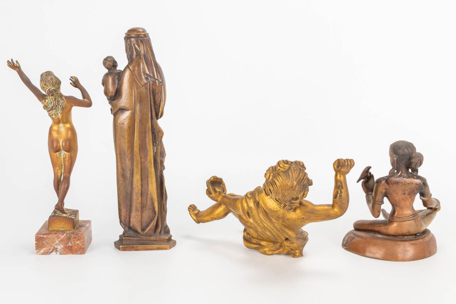 A collection of 10 bronze and spelter figurines and objects. (H:23cm) - Image 2 of 12