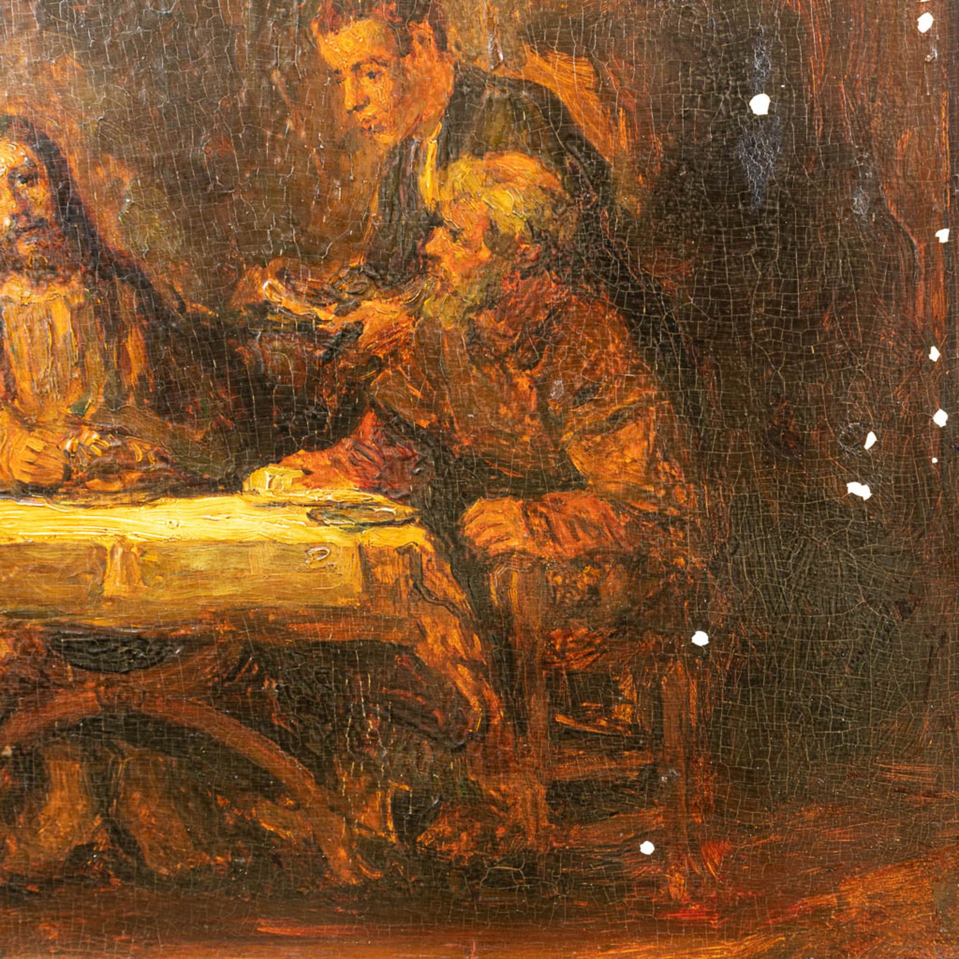 No signature found, 'The Supper at Emmaus' a painting, oil on panel. After Rembrandt Van Rijn - Image 5 of 6