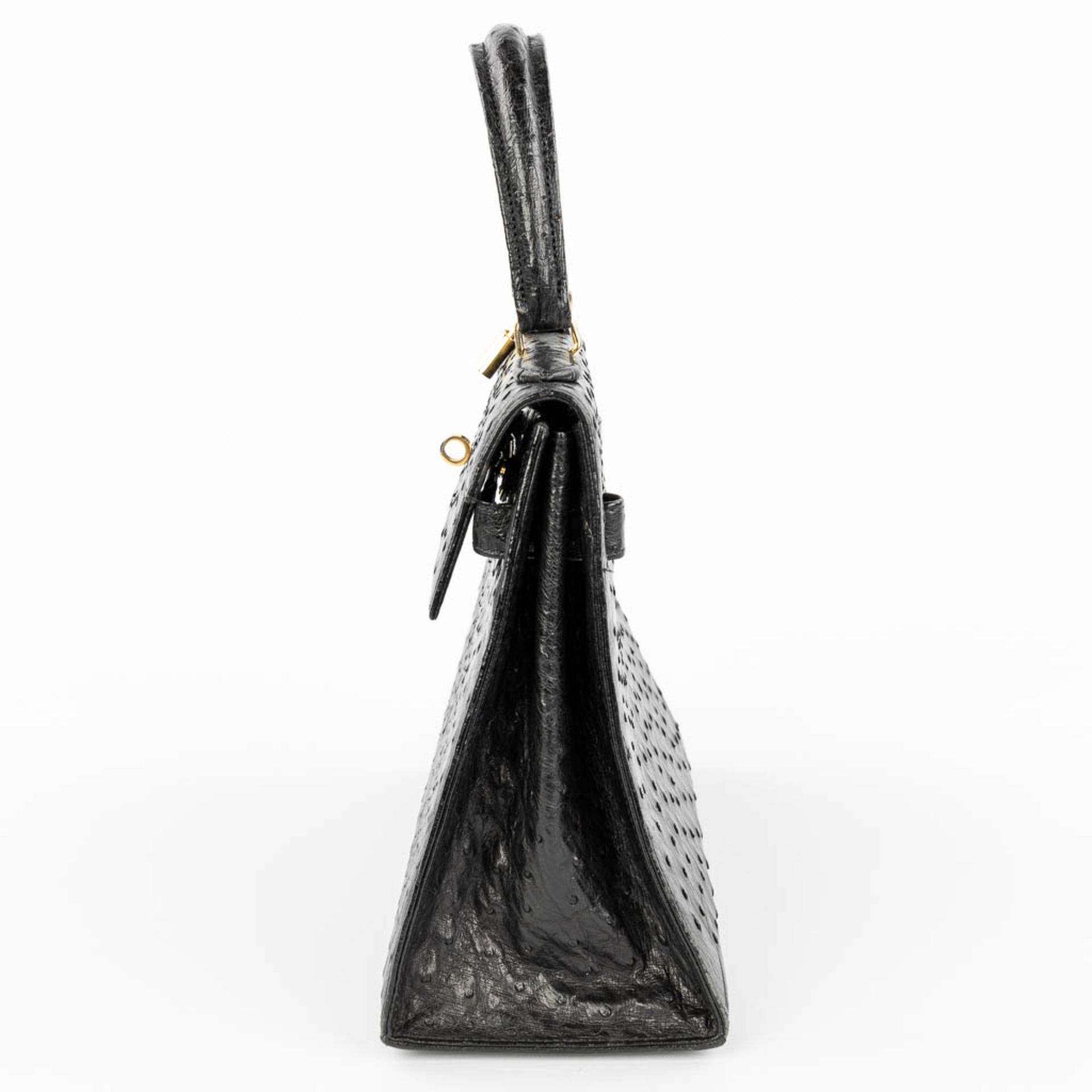 A handbag made of black ostrich leather and made by Olivier Gurtner in Switzerland. (H:28cm) - Image 3 of 17