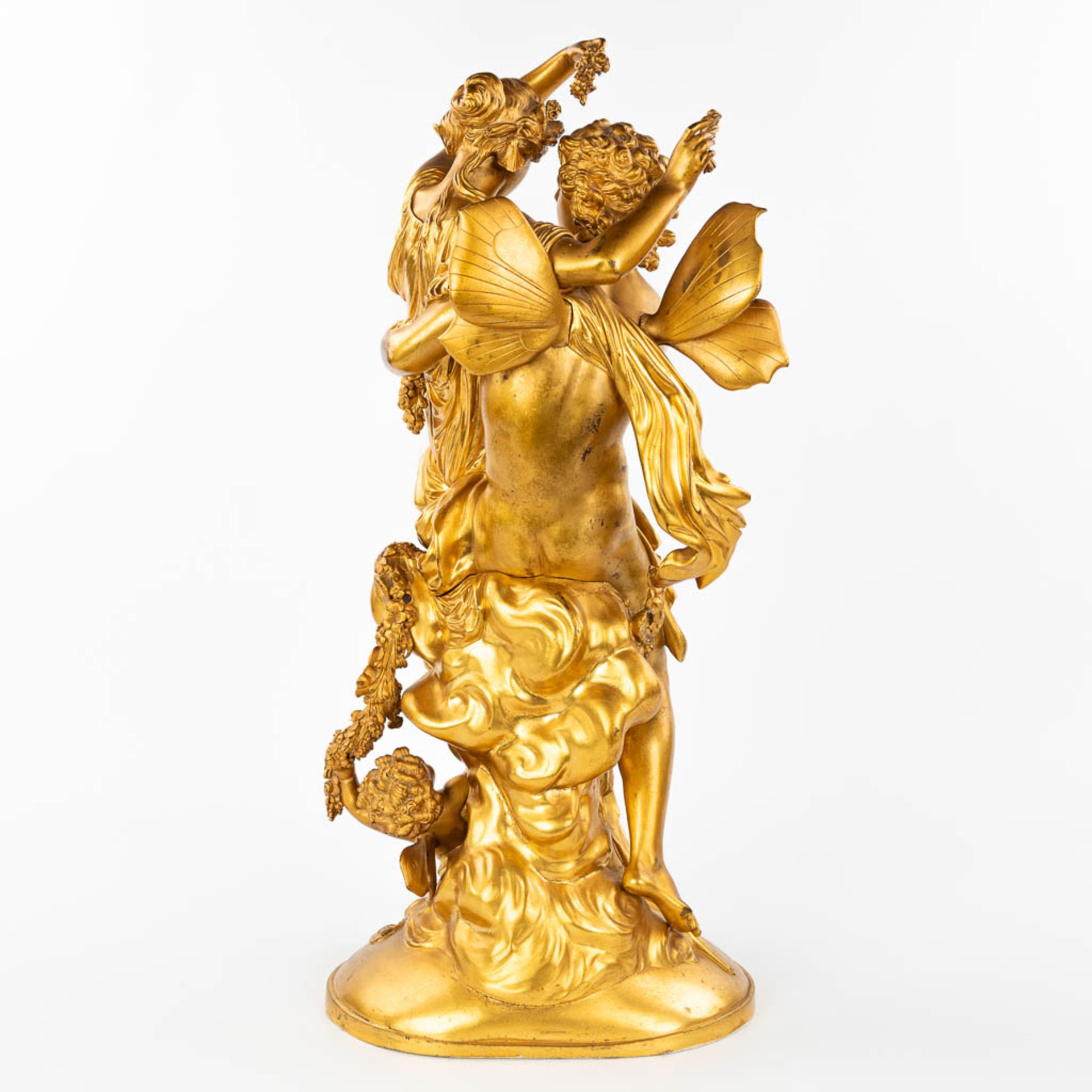 Mathurin MOREAU (1822-1912)(attr.) 'Zephyros and Flora', an exceptional neoclassical gilt bronze sta - Image 6 of 12