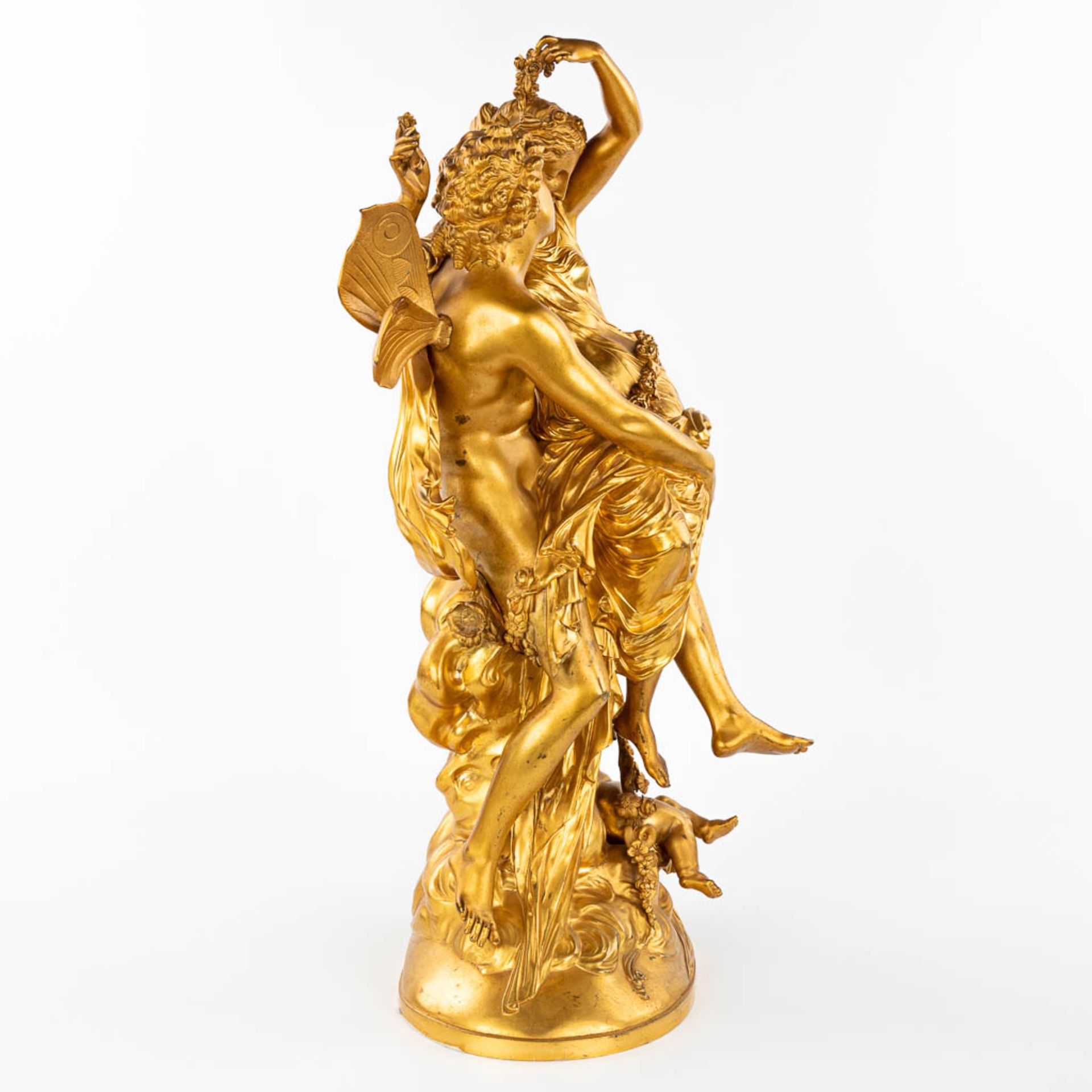 Mathurin MOREAU (1822-1912)(attr.) 'Zephyros and Flora', an exceptional neoclassical gilt bronze sta - Image 3 of 12