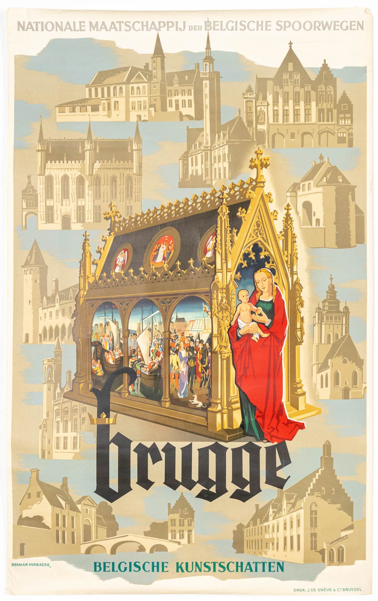 A collection of 3 vintage postersÊ'Brugge' - 'Brugge Heilig Bloed Spel' 'Men bereikt het best Brugge - Bild 20 aus 20