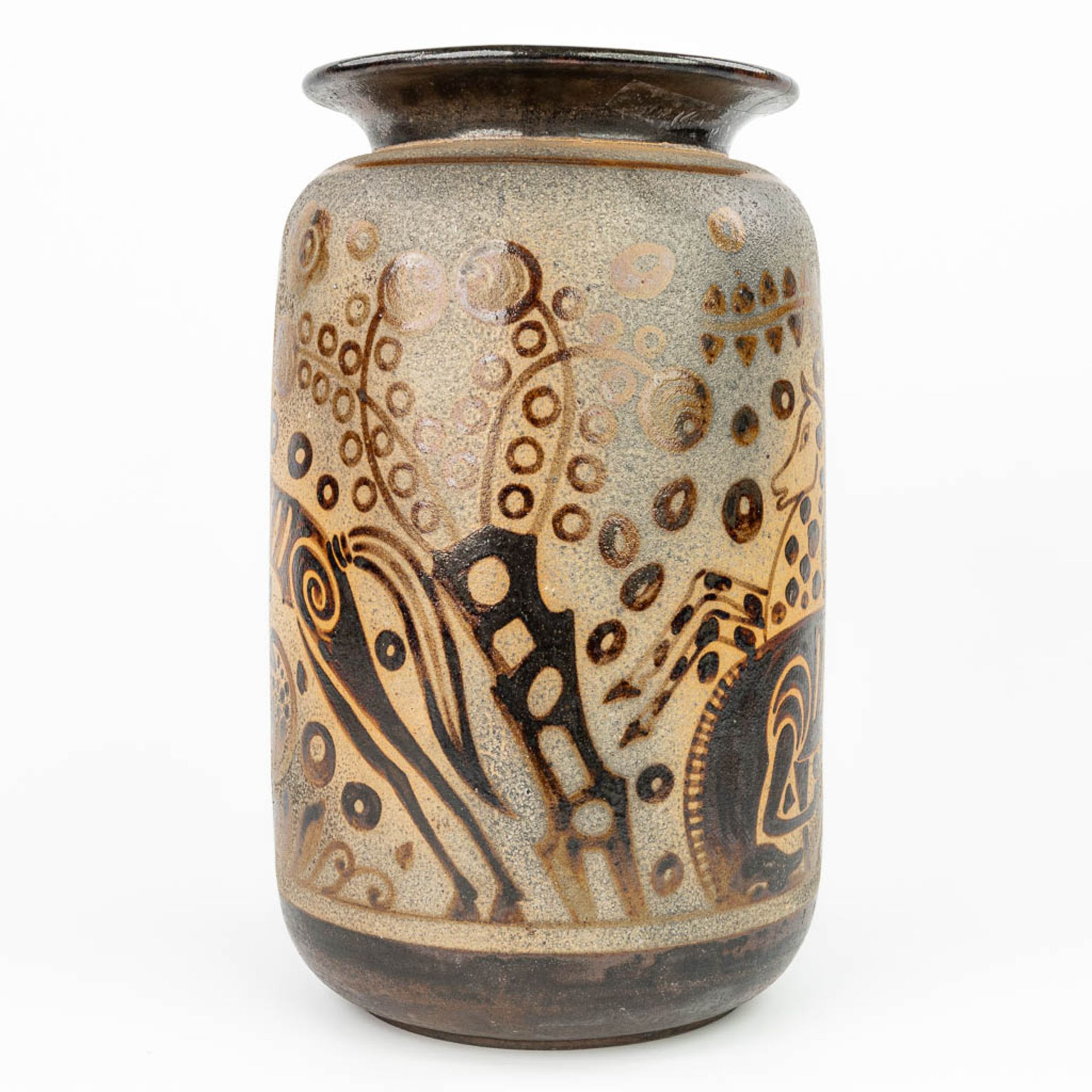 PRIMAVERA (XX) a vase made of grs stoneware and decorated enamel glaze with horses. (H:43cm) - Image 6 of 13
