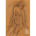 Constant PERMEKE (1886-1952) 'sitting naked' a drawing, pencil on paper. (17 x 25 cm)