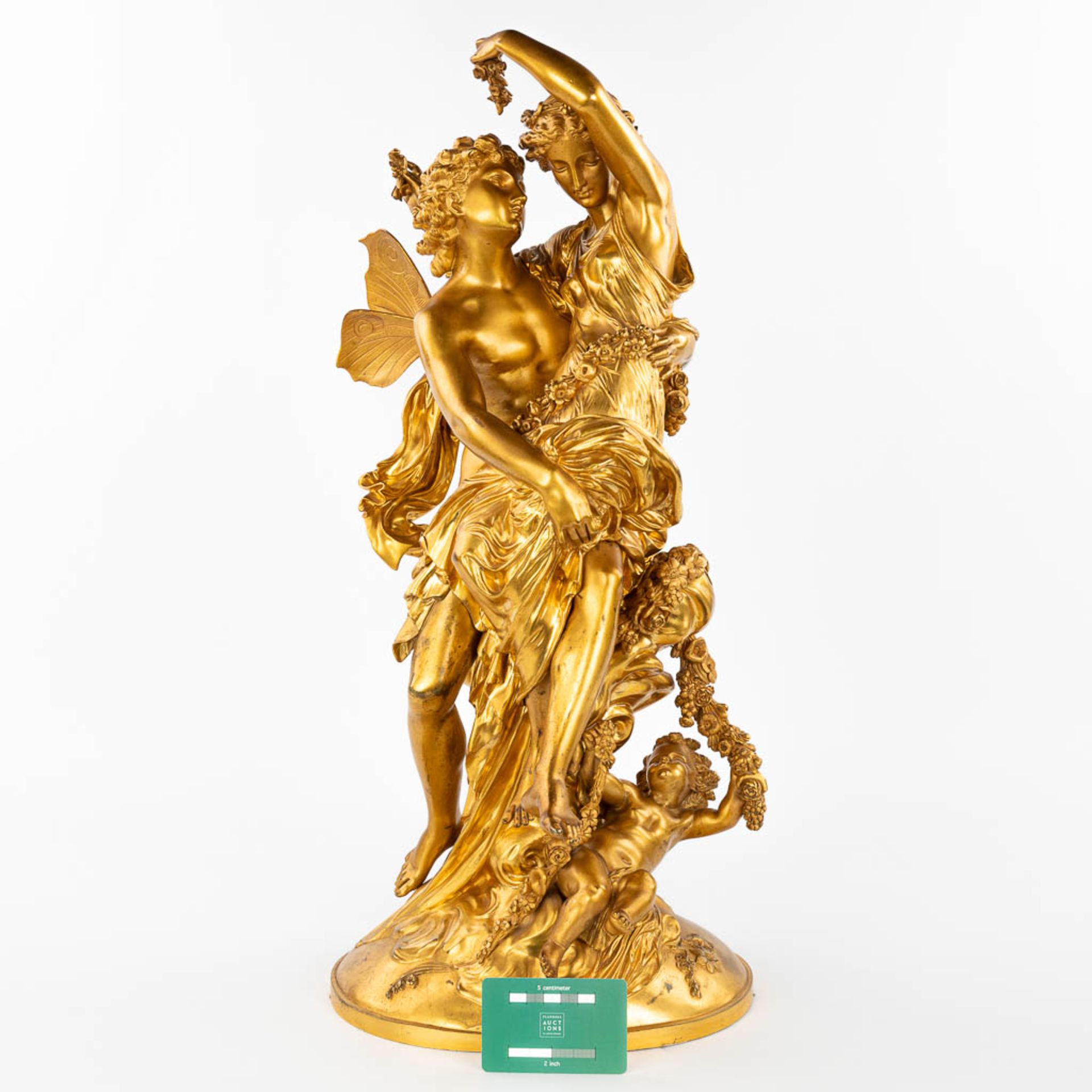 Mathurin MOREAU (1822-1912)(attr.) 'Zephyros and Flora', an exceptional neoclassical gilt bronze sta - Image 11 of 12