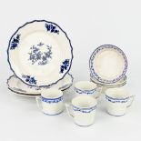 A collection of 3 plates, 4 cups and saucers made in Doornik. The first half of the 19th century.