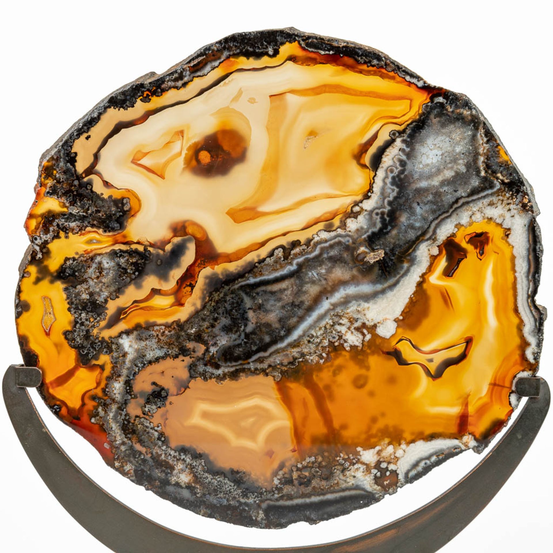 Een mid-century decorative Agate stone in a bronze stand. (H:25,5cm) - Image 11 of 12