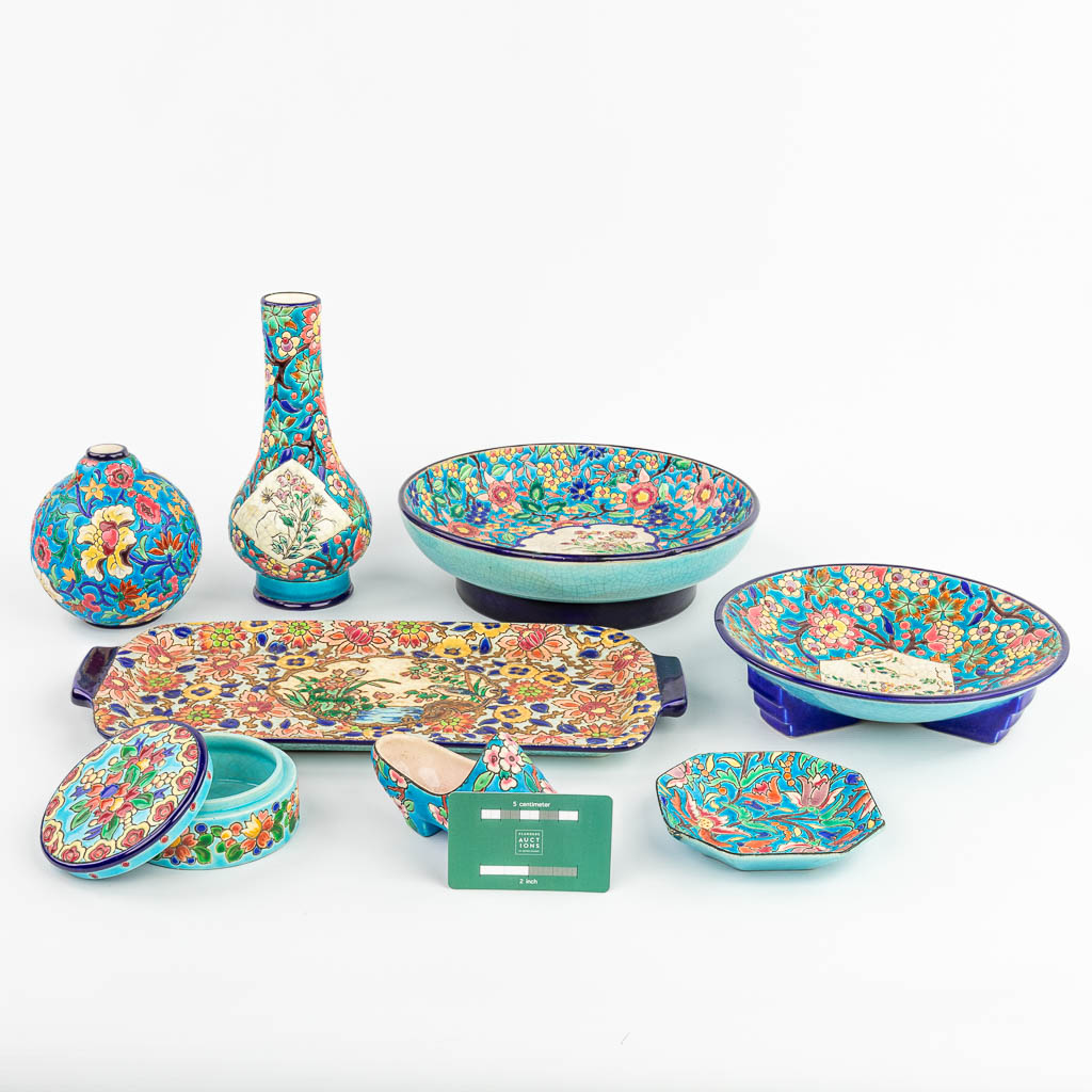 A collection of 8 pieces of ceramics made by Longwy. - Image 17 of 26