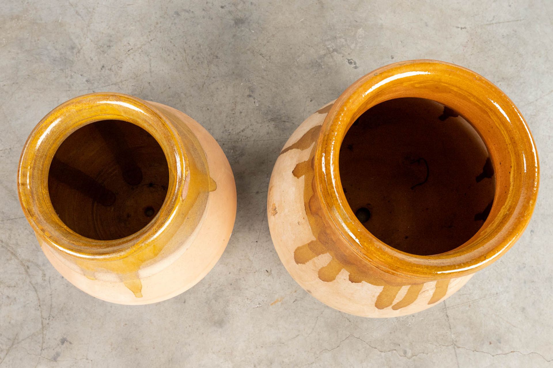 A set of 2 'Biot' pots, made of glazed earthenware. France. (H:52cm) - Image 4 of 9