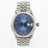 A Rolex Oyster Perpetual Datejust with blue dial and made during 1978.