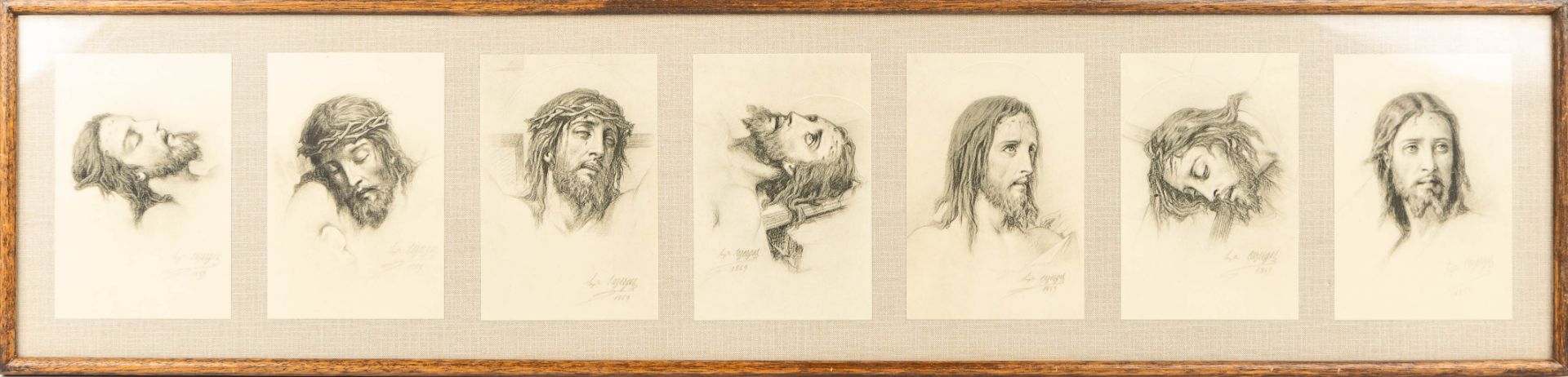Hippolyte LAZERGES (1817-1887) a 14 piece station of the cross, 'The Face of Christ, 1869'. (H:21cm) - Image 16 of 20