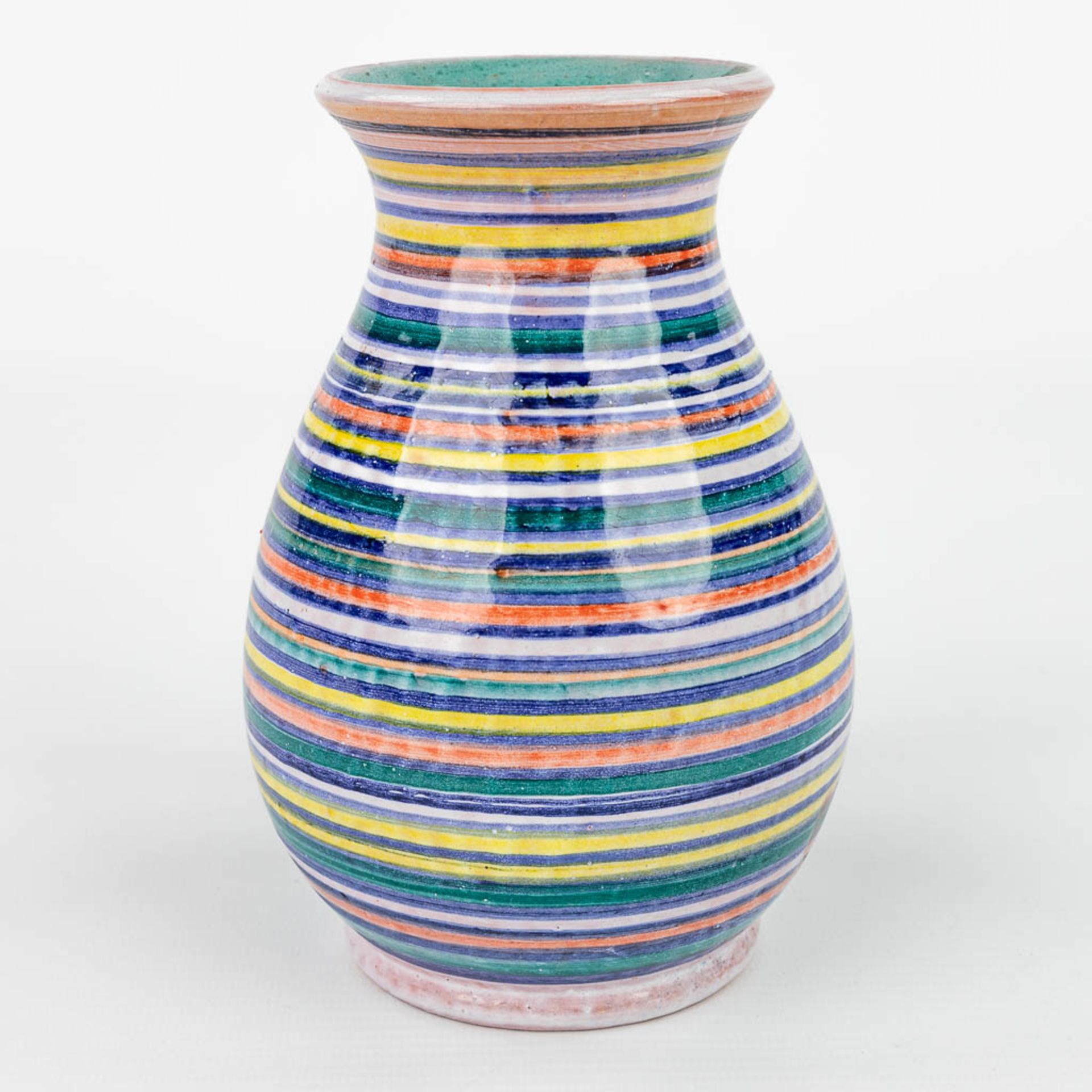 A vase made of glazed ceramics with geometric shapes for Perignem. (H:15,5cm) - Image 7 of 11