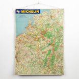 A vintage metal road sign made by Michelin, map of the BeNeLux 1968-1969. (H:79cm)