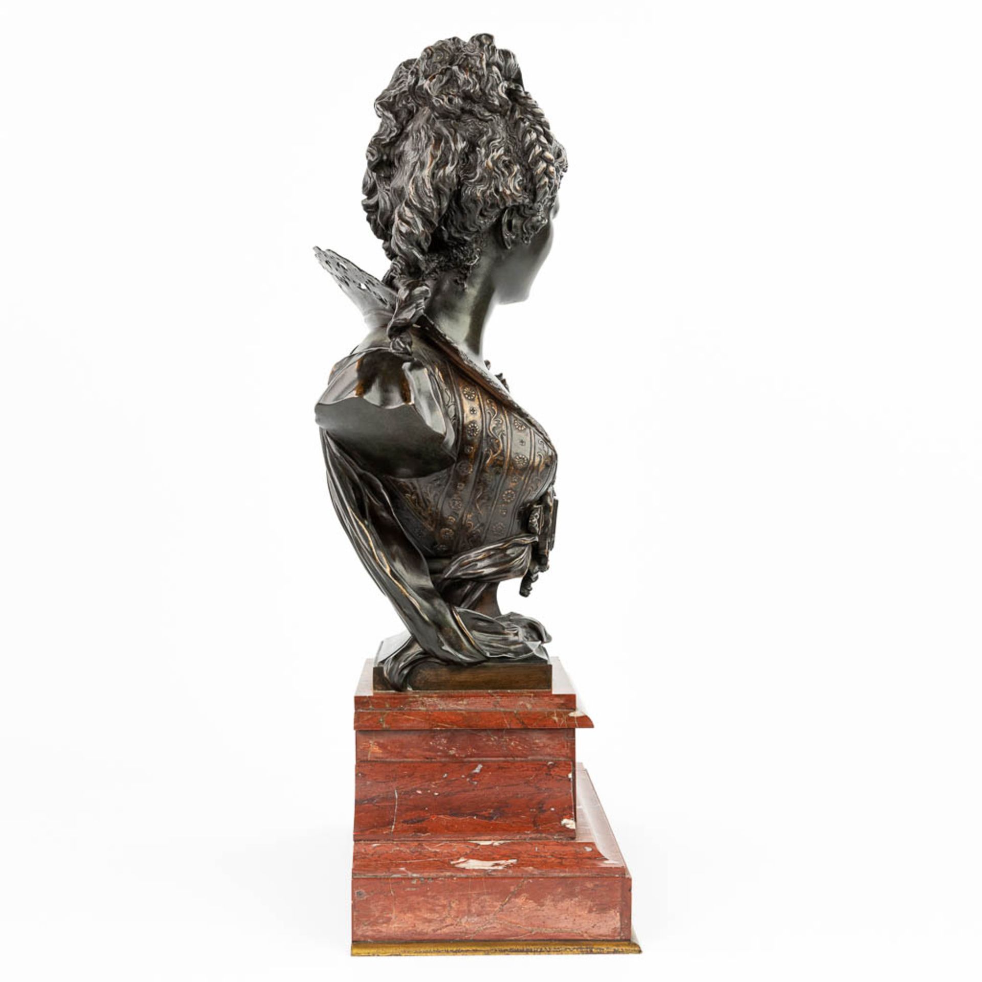 Paul DUBOIS (1829-1905) 'Beatrix' a bronze bust, mounted on a red marble base. (H:59cm) - Image 2 of 11