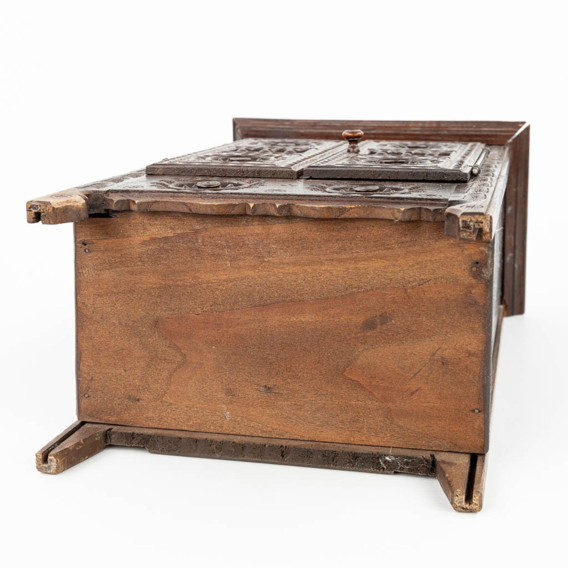 A miniature Breton cabinet, made of sculptured wood. (H:37cm) - Image 12 of 14