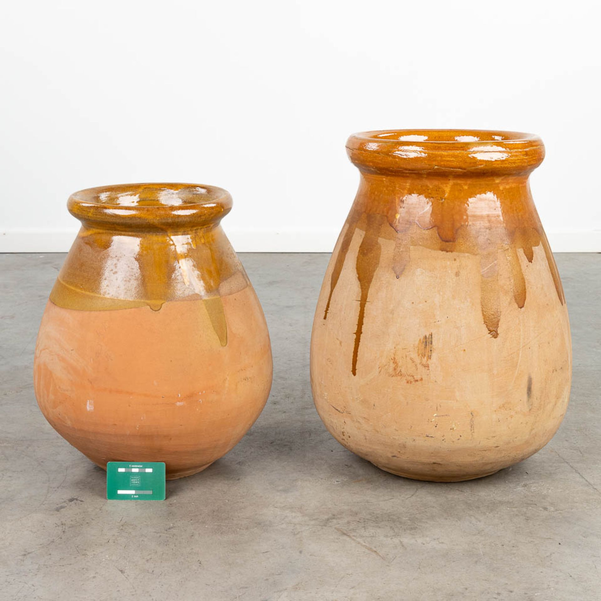 A set of 2 'Biot' pots, made of glazed earthenware. France. (H:52cm) - Image 8 of 9