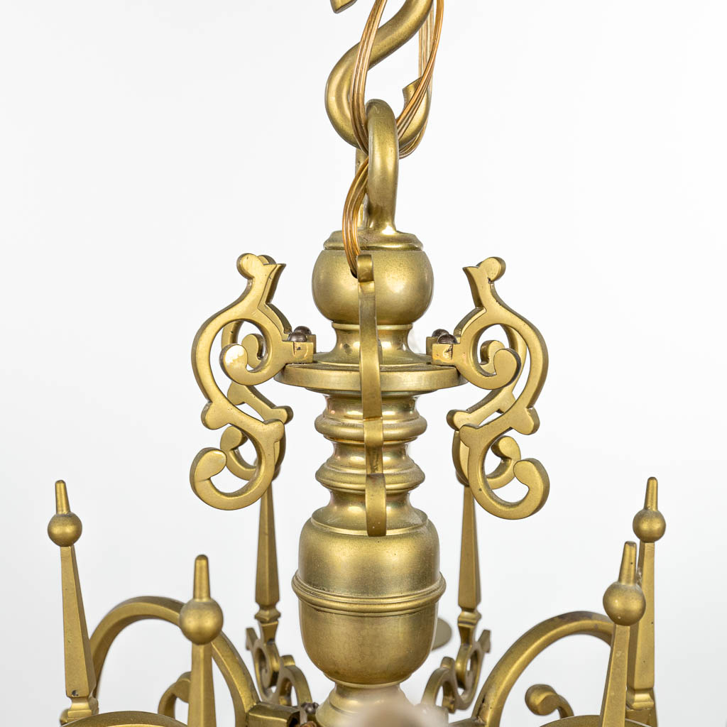 A chandelier in Flemish style and made of bronze by Brondel in Bruges. (H:47cm) - Image 3 of 9