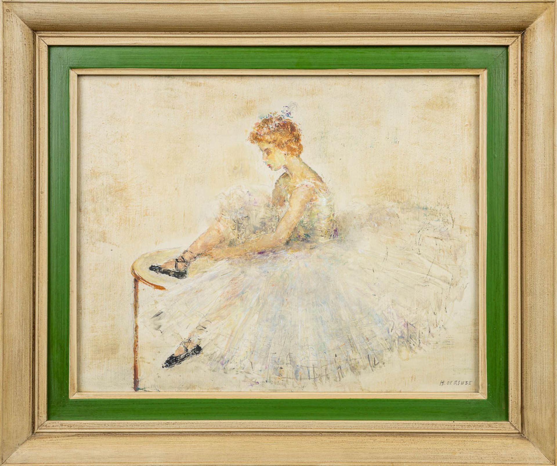 Hélène DE REUSE (1892-1979) 'Ballerina' a painting, oil on panel. (34 x 27 cm) - Image 4 of 6