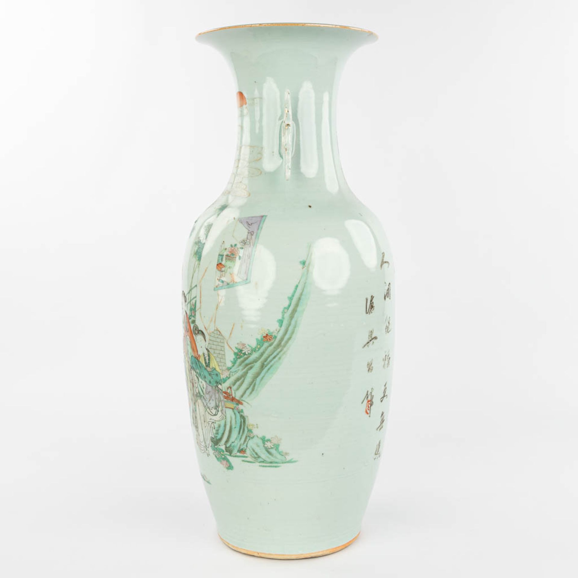 A Chinese vase made of porcelain and decorated with ladies. (H:57,5cm) - Image 4 of 13