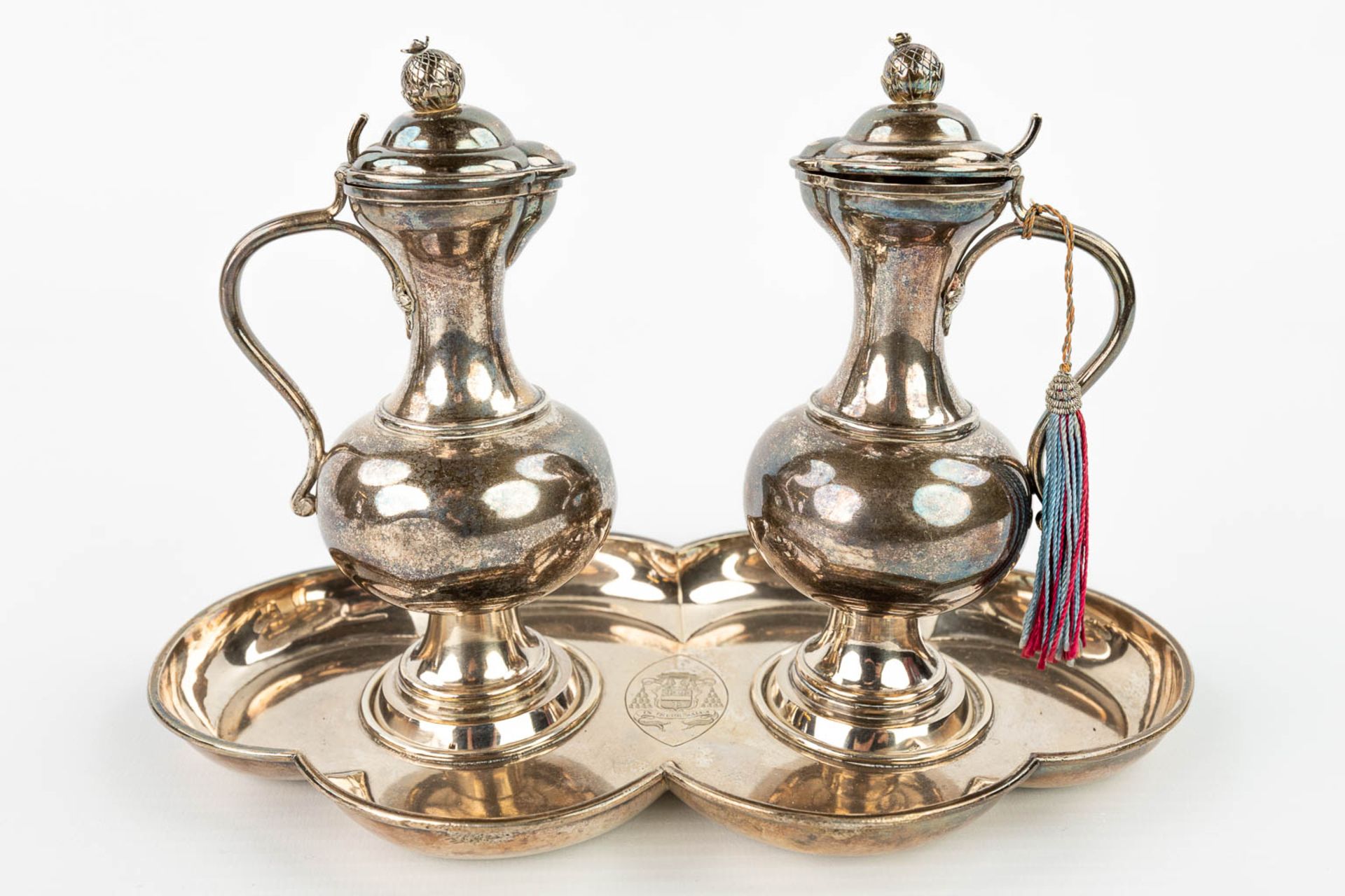 A collection of silver and silver plated items: Chrismatorium, Staff of Our Lady, Two crowns and a p - Image 12 of 19