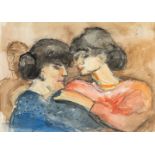 No signature found, 'Mother and daughter', watercolor on paper, stamped with S.V.H. Israels in The N