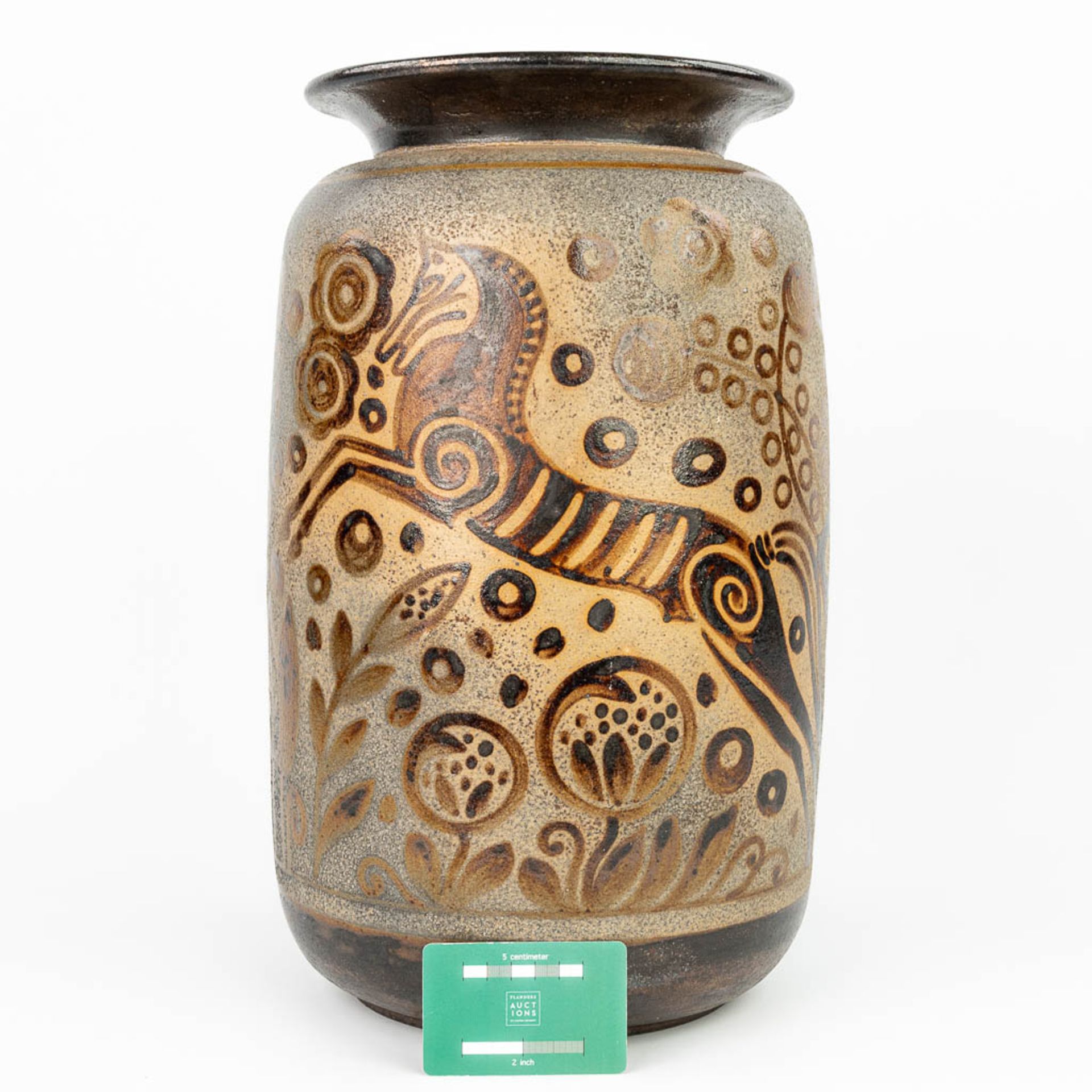 PRIMAVERA (XX) a vase made of grs stoneware and decorated enamel glaze with horses. (H:43cm) - Image 3 of 13