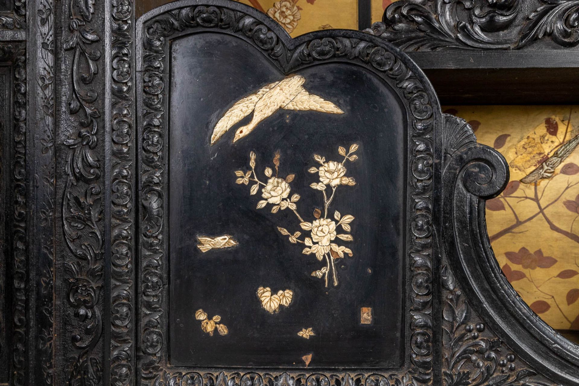 A large Chinese cabinet finished with bone and mother of pearl. (H:245cm) - Image 9 of 15