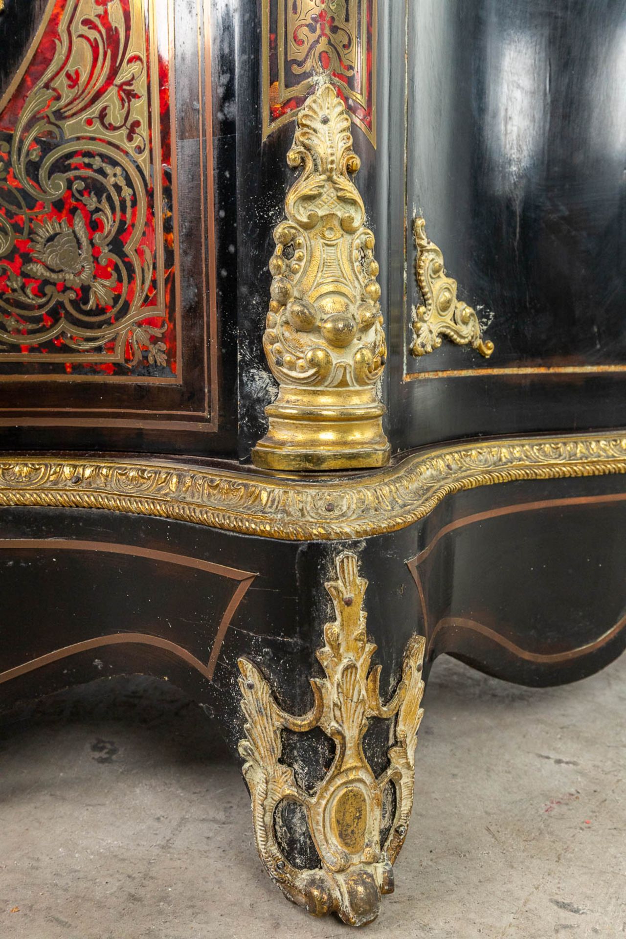 A cabinet with marble top made in Napoleon 3 style, mounted with bronze and finished with boulle tor - Image 10 of 18