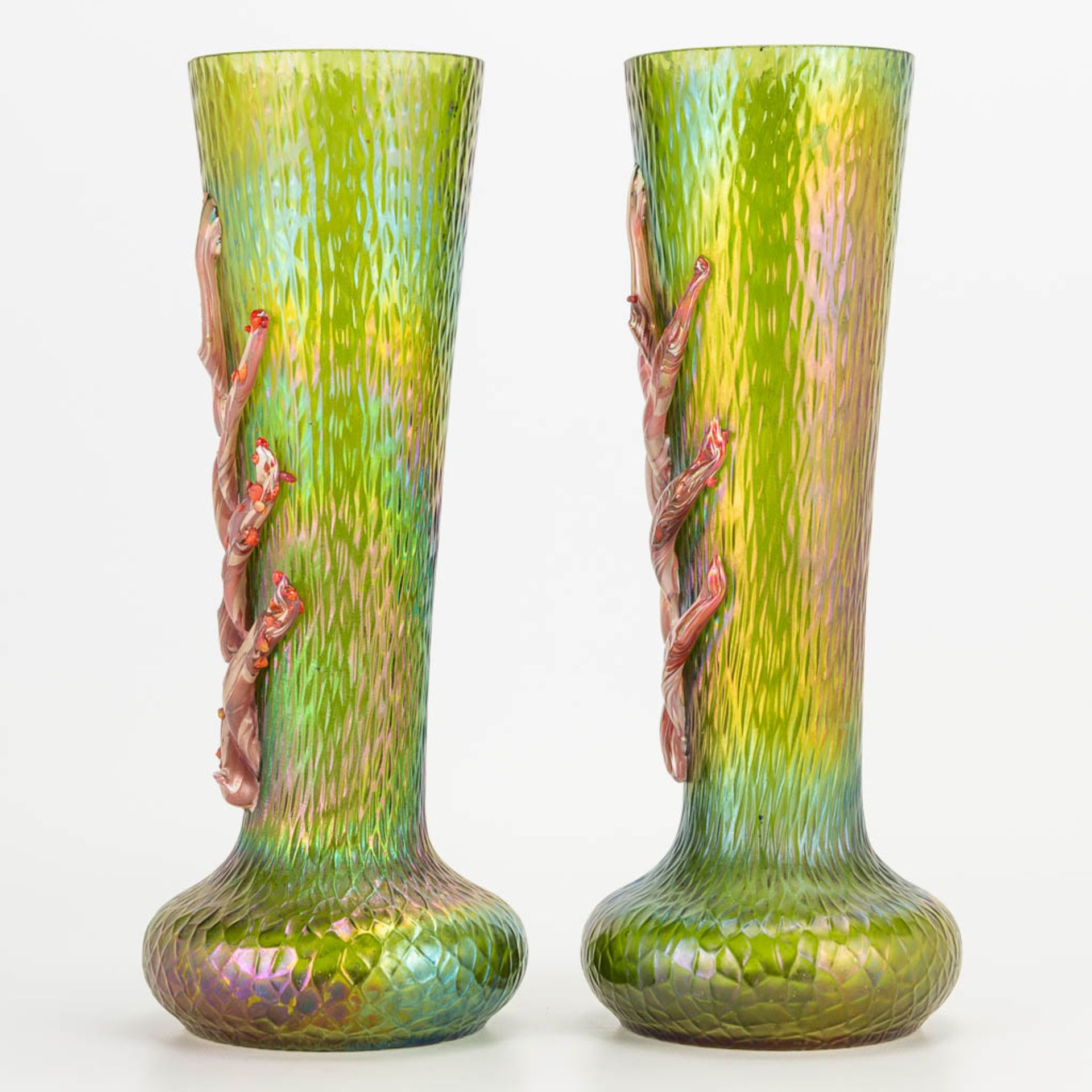 Pallme Kšnig a pair of p‰te de verre vases in art nouveau style. (H:27cm) - Image 11 of 17