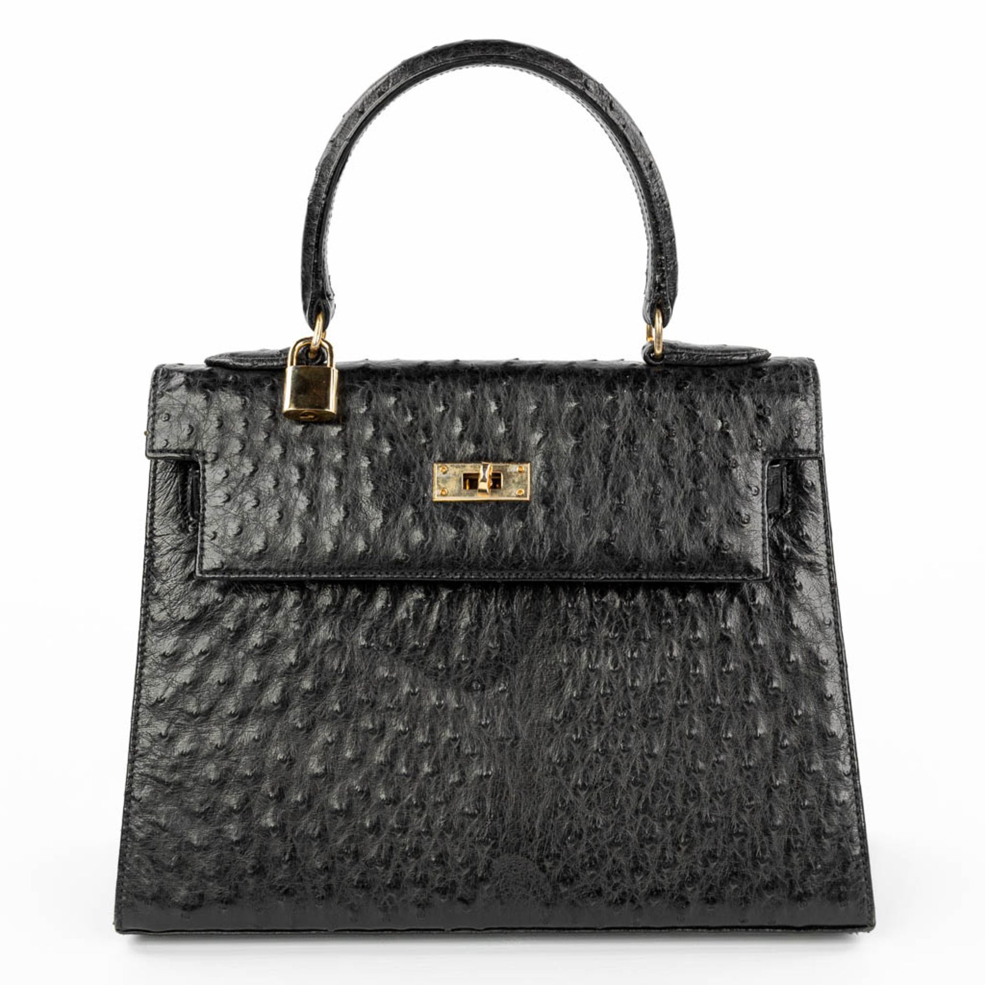 A handbag made of black ostrich leather and made by Olivier Gurtner in Switzerland. (H:28cm) - Image 16 of 17