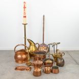 A large collection of items and objects made of red and yellow copper. (H:80cm)