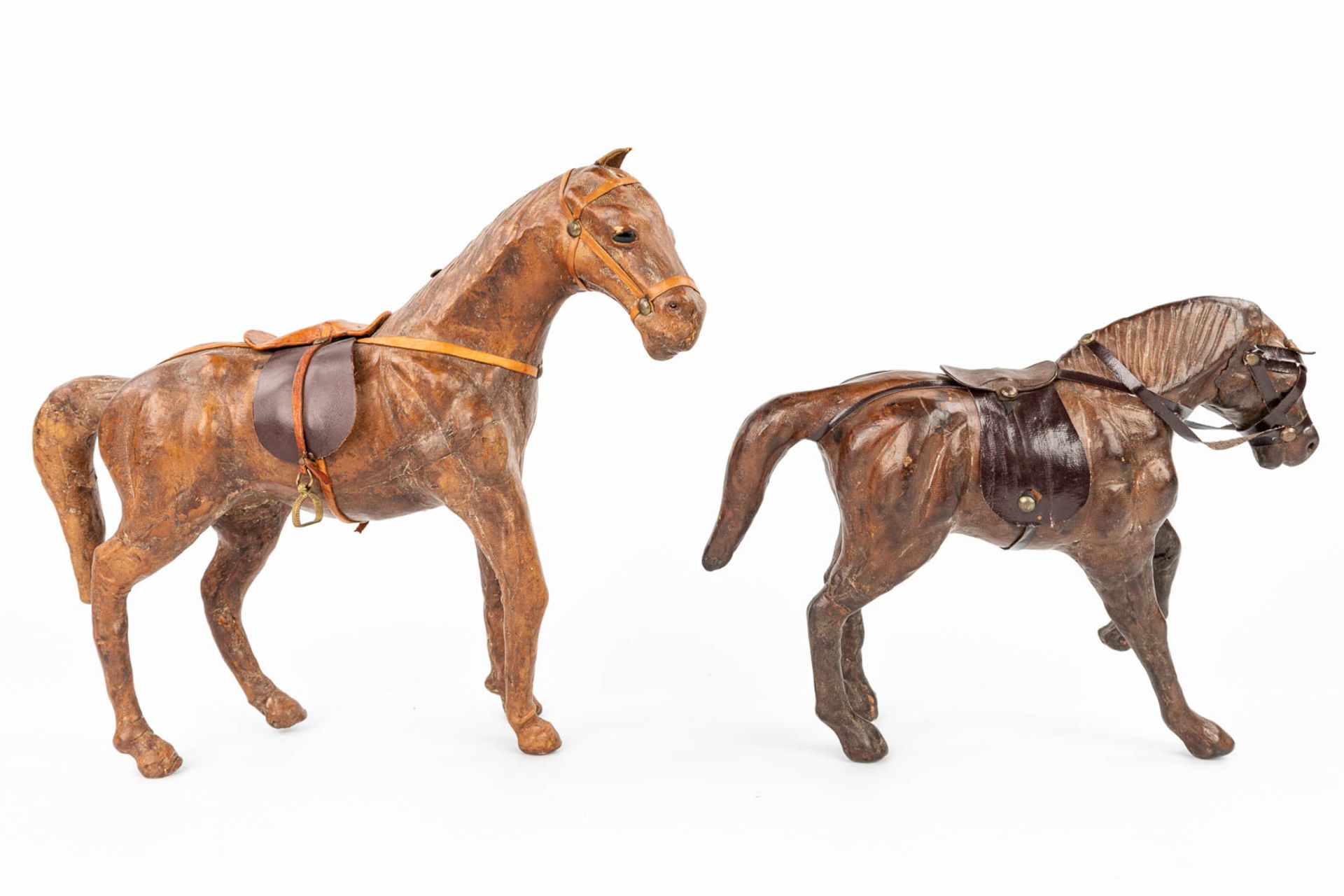 A collection of 15 horses made of Papier MachŽ and finished with leather. (H:30cm) - Image 4 of 11