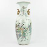 A Chinese vase made of porcelain and decorated with ladies. (H:57cm)