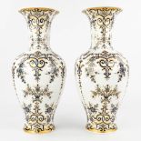 A pair of white porcelain vases with blue and gold decor marked Krautheim Bavaria and made in German